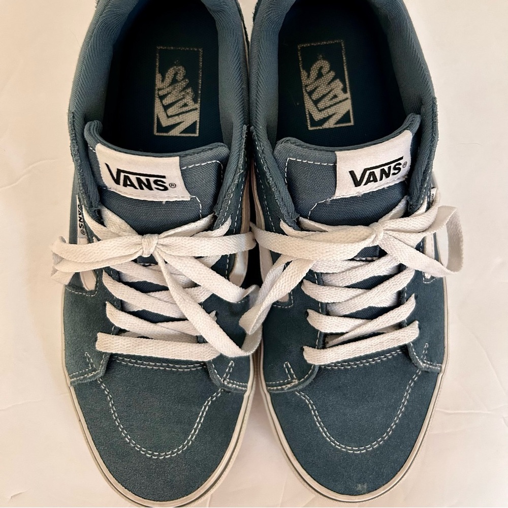 Vans Men’s Teal Suede Low Top Trainers Sneaker Size 8 - Picture 2 of 9